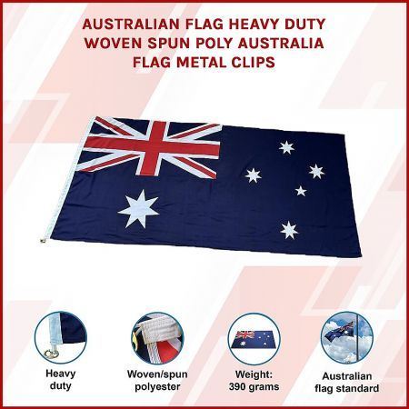 Australian Flag Heavy Duty Woven Spun Poly Australia Flag Metal Clips