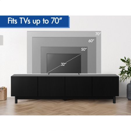 ALFORDSON Entertainment Unit TV Cabinet Stand 180cm Black