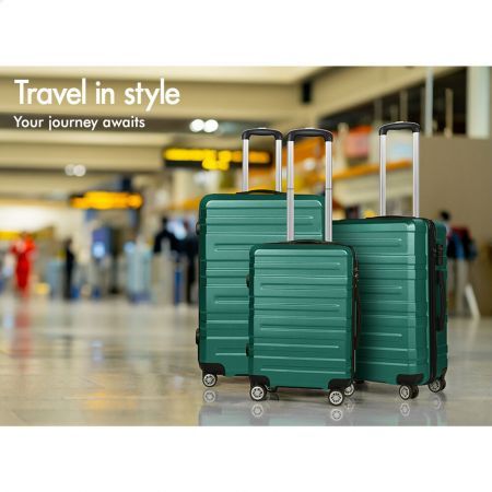 ALFORDSON Luggage 3PCS Set Suitcase Trolley TSA Carry on Hard Case Green