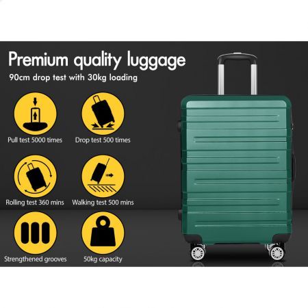ALFORDSON Luggage 3PCS Set Suitcase Trolley TSA Carry on Hard Case Green