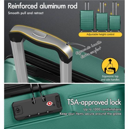 ALFORDSON Luggage 3PCS Set Suitcase Trolley TSA Carry on Hard Case Green