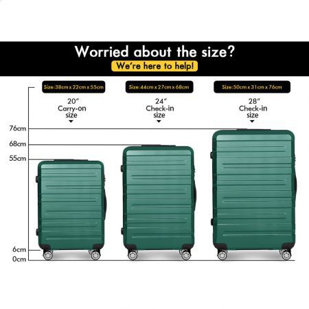 ALFORDSON Luggage 3PCS Set Suitcase Trolley TSA Carry on Hard Case Green