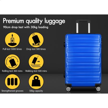 ALFORDSON Luggage 3PCS Set Suitcase Trolley TSA Carry on Hard Case Blue