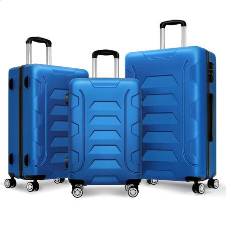 ALFORDSON Luggage 3PCS Set Suitcase Trolley TSA Carry on Hard Case Blue