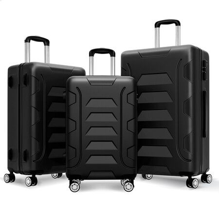 ALFORDSON Luggage 3PCS Set Suitcase Trolley TSA Carry on Hard Case Black