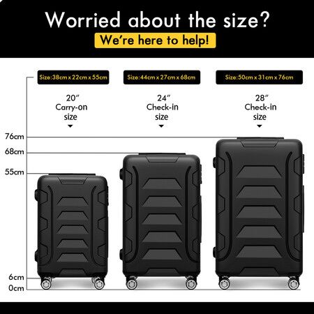 ALFORDSON Luggage 3PCS Set Suitcase Trolley TSA Carry on Hard Case Black