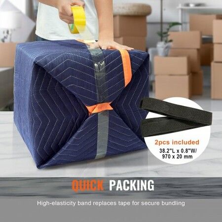 Moving Blankets, 2032 x 1829 mm, 29.5 kg/dz, 12 Packs, Professional Non-Woven & Recycled Cotton Packing Blanket, Heavy Duty Mover Pads for Protecting Furniture, Floors, Appliances, Blue/Orange