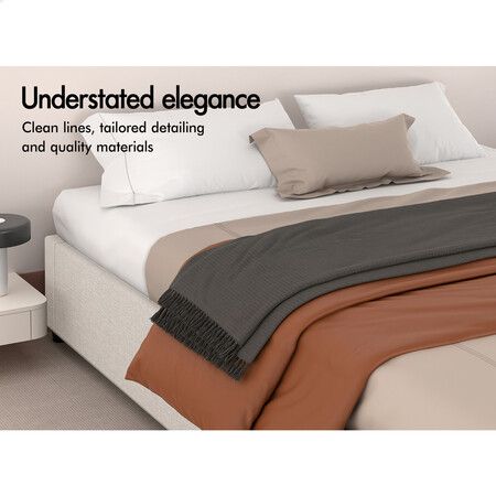 ALFORDSON Bed Frame King Size Gas Lift Storage Mattress Base Beige WILBUR