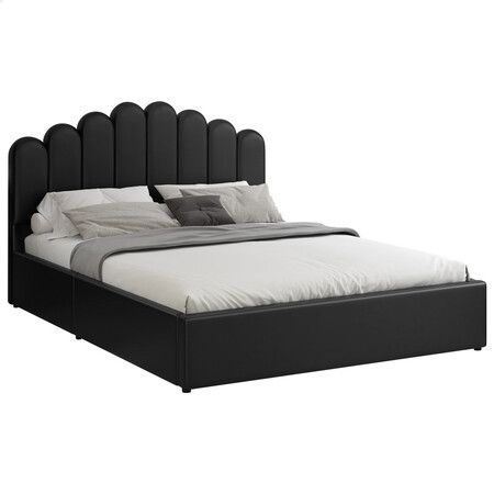 ALFORDSON Bed Frame King Size Gas Lift Storage Base Wooden Black MILTON