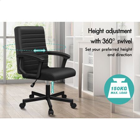 ALFORDSON Office Chair Executive Mid Back Black