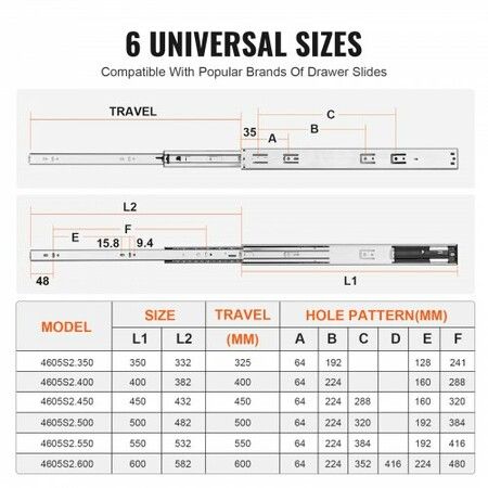 10 Pairs of 558.8mm Drawer Slides Side Mount Rails, Heavy Duty Full Extension Steel Track, Soft-Close Noiseless Guide Glides Cabinet Kitchen Runners with Ball Bearing, 100 Lbs Load Capacity