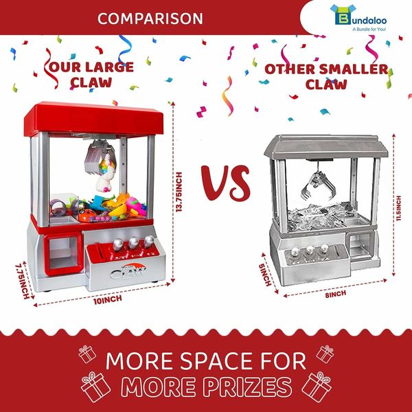 Claw Machine Arcade Game with Sound, Cool Fun Mini Candy Grabber Prize Dispenser Vending Toy for Kids, Boys and Girls