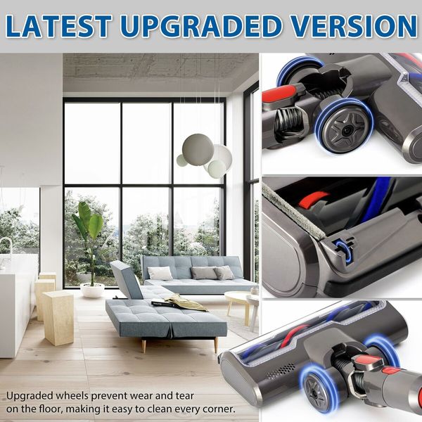 LED Motorhead Compatible with Dyson V7 V8 V10 V11 V15 Vacuum Floor Attachment with Turbo Soft Roller  Brush