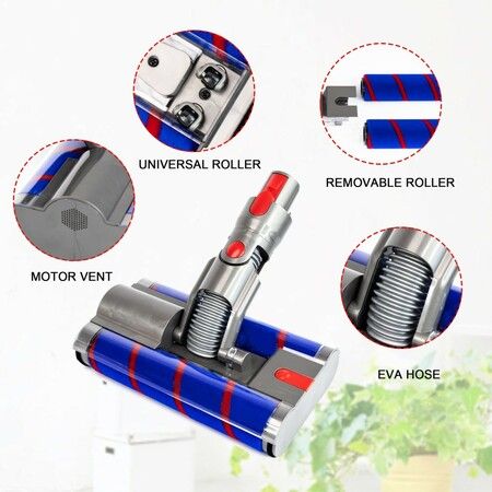 Double Soft Roller Cleaner Head for Dyson Stick Vacuum Cleaners V7 V8 V10 V11 V15 Multi-Directional Roller Head Cordless Stick Vacuum Cleaner