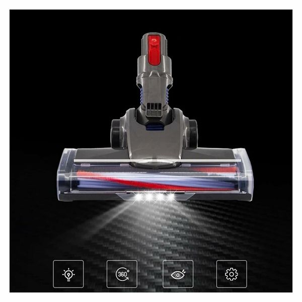 LED Motorhead Compatible Dyson V7 V8 V10 V11 Vacuum Floor Attachment with Turbo Soft Roller and LED Lights