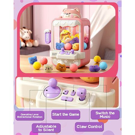 Claw Machine for Kids, Mini Vending Machine with Music, Prize Dispenser Toys for Girls and Boys, Electronic Claw Game Machine