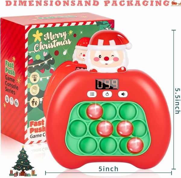 Fast Push Game Toys for Kids, Bubble Stress Pop Light Up Game Console Handheld Puzzle Game Autism Sensory Toys, Christmas Gifts for Kids Age3+