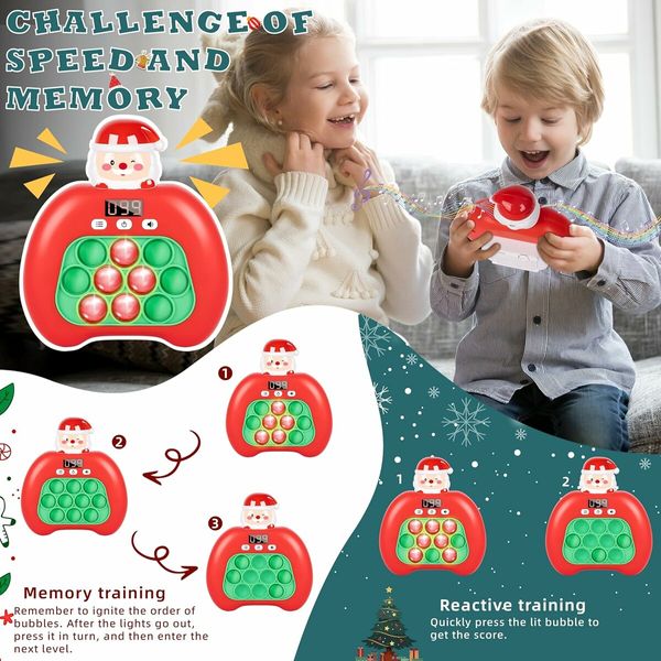 Fast Push Game Toys for Kids, Bubble Stress Pop Light Up Game Console Handheld Puzzle Game Autism Sensory Toys, Christmas Gifts for Kids Age3+