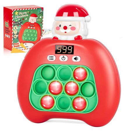 Fast Push Game Toys for Kids, Bubble Stress Pop Light Up Game Console Handheld Puzzle Game Autism Sensory Toys, Christmas Gifts for Kids Age3+