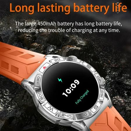 Smartwatch 1.43 HD Screen with Built in Flashlight Bluetooth Call Reminder, Multifunctional Waterproofs Smartwatch Christmas Gifts (Orange)