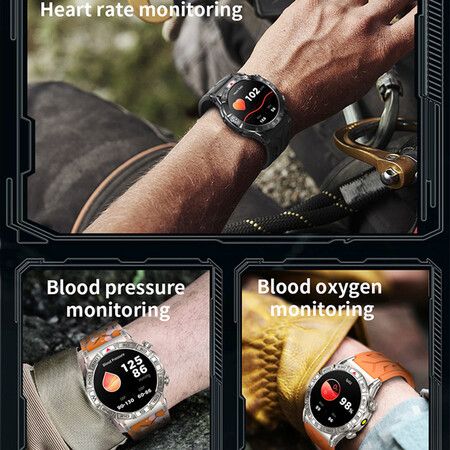 Smartwatch 1.43 HD Screen with Built in Flashlight Bluetooth Call Reminder, Multifunctional Waterproofs Smartwatch Christmas Gifts (Orange)