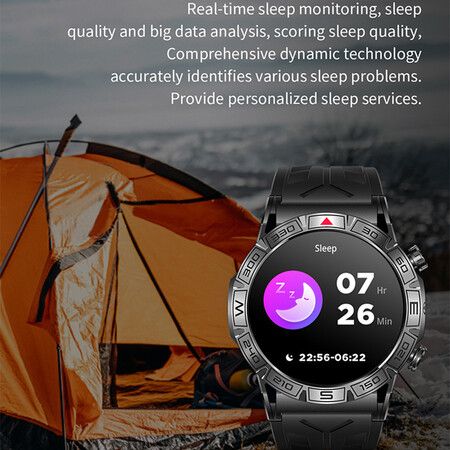 Smartwatch 1.43 HD Screen with Built in Flashlight Bluetooth Call Reminder, Multifunctional Waterproofs Smartwatch Christmas Gifts (Black)