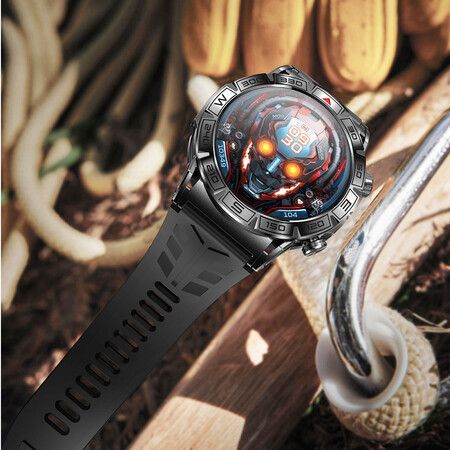 Smartwatch 1.43 HD Screen with Built in Flashlight Bluetooth Call Reminder, Multifunctional Waterproofs Smartwatch Christmas Gifts (Black)