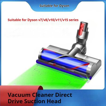 2024 upgrade LED Motorhead for Dyson V7, V8, V10, V11, and V15 Head Replacement with Soft Roller Green LED Dust Detection Power Brush Vacuum Attachment