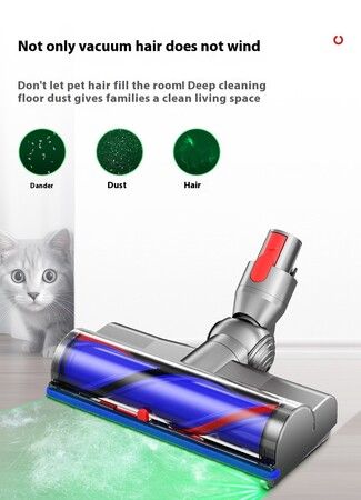 2024 upgrade LED Motorhead for Dyson V7, V8, V10, V11, and V15 Head Replacement with Soft Roller Green LED Dust Detection Power Brush Vacuum Attachment