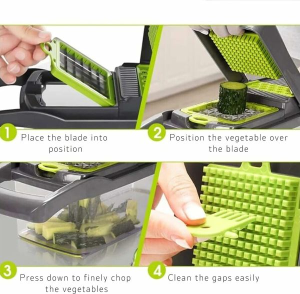 16 in 1 Multifunctional Mandoline Slicer with 8 Blades Veggie Chopper Food Dicer Onion Chopper Cucumber Slicer Cheese Grater Egg Separator