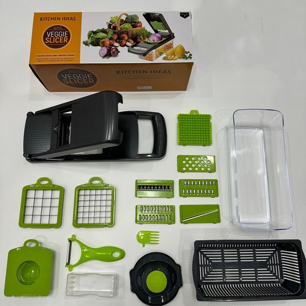 16 in 1 Multifunctional Mandoline Slicer with 8 Blades Veggie Chopper Food Dicer Onion Chopper Cucumber Slicer Cheese Grater Egg Separator