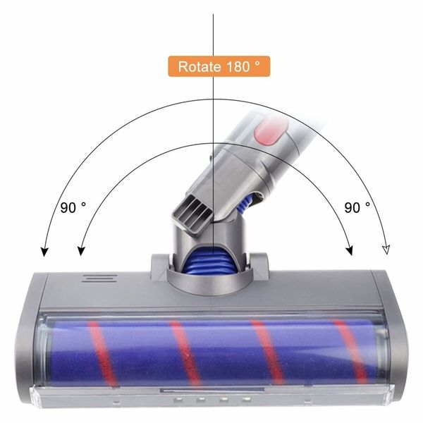 LED Motorhead for Dyson V6 DC serial  Head Replacement with Soft Roller for Hard Floor  White Light as Dust Detection Power Brush Vacuum Attachment