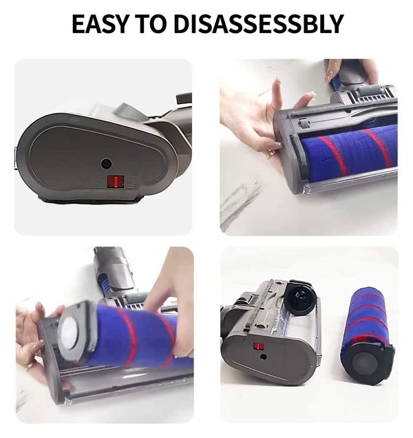 LED Motorhead for Dyson V6 DC serial  Head Replacement with Soft Roller for Hard Floor  White Light as Dust Detection Power Brush Vacuum Attachment