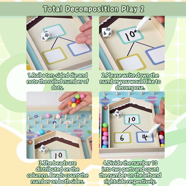 Addition Within 10 Counting & Decomposition Math Game Manipulatives Montessori Educational Toys  Learning Activities for Kids Ages 3+