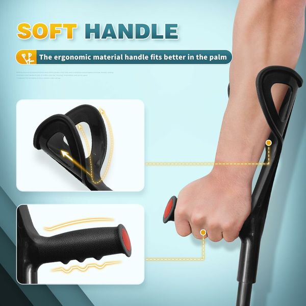 Forearm Canes Lightweight Arm Crutch Adjustable Ergonomic Comfortable on Wrist Non Skid Rubber Tips