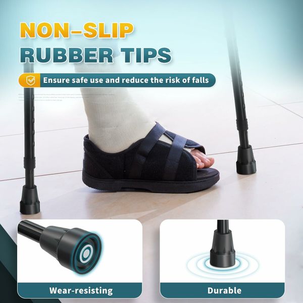 Forearm Canes Lightweight Arm Crutch Adjustable Ergonomic Comfortable on Wrist Non Skid Rubber Tips