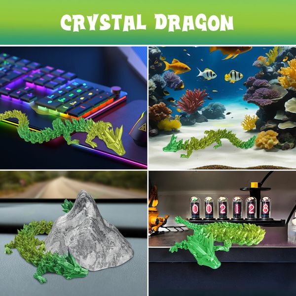 3D Printed Egg Articulated Crystal Dragon Model Mystery Surprise Gift Laser Printing Fidget Toys Home Office Desk Car Decorations 29cm