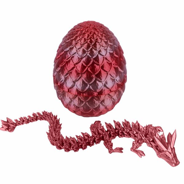 Articulated Dragon Egg 3D Printed Gift Laser Printing Flexible Fidget Toys Home Office Executive Desk Table Decor Surprise Easter Birthday Christmas