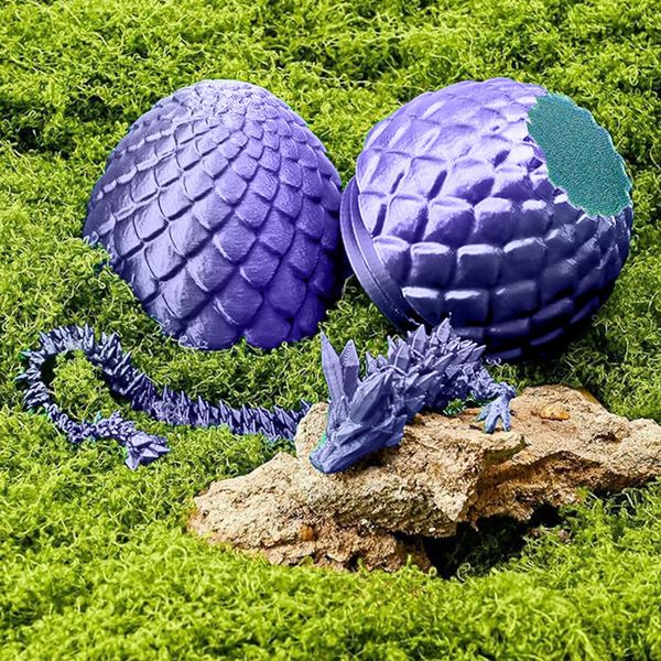 3D Printed Easter Egg Mystery Crystal Dragon in an Eggs Fidget Toys Laser Printing Model Surprise Gifts for Children Birthday Christmas Decoration