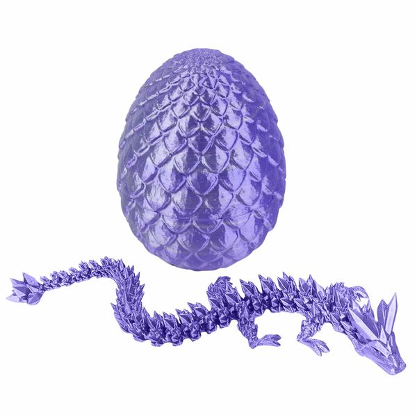 3D Printed Easter Egg Mystery Crystal Dragon in an Eggs Fidget Toys Laser Printing Model Surprise Gifts for Children Birthday Christmas Decoration