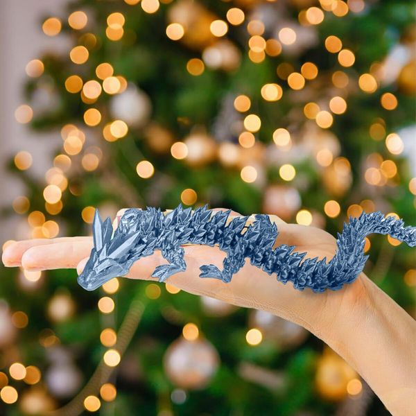 Large 3D Printed Crystal Dragon Magic Fidget Toy Home Decor Articulated Laser Printing Figurine for Autism ADHD Children Christmas Birthday Gifts