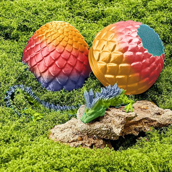 29cm 3D Printed Dragon Egg Laser Printing Crystal Articulated Fidget Toy Home Office Desk Decor Easter Christmas Birthday Gift Multicolour Childrens