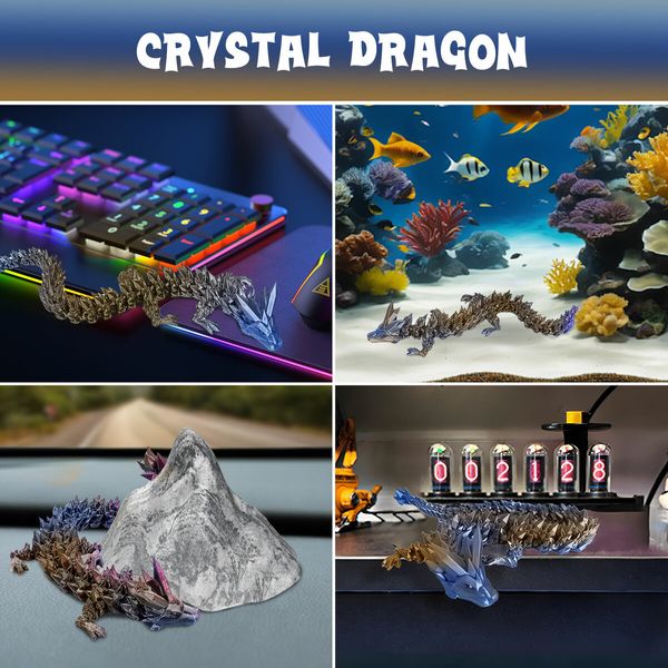 3D Printed Dragon Egg Articulated Crystal Fidget Toys Mystery Laser Printing Easter Birthday Christmas Gift for Autism Children Multicolour Model