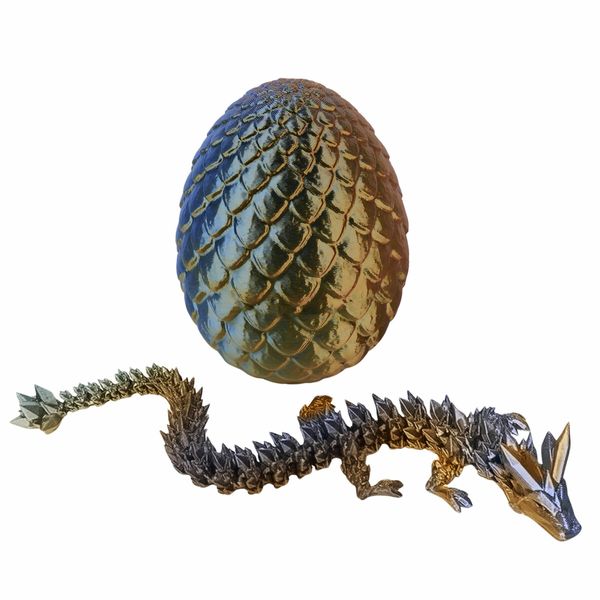 3D Printed Dragon Egg Articulated Crystal Fidget Toys Mystery Laser Printing Easter Birthday Christmas Gift for Autism Children Multicolour Model