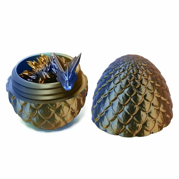 3D Printed Dragon Egg Articulated Crystal Fidget Toys Mystery Laser Printing Easter Birthday Christmas Gift for Autism Children Multicolour Model