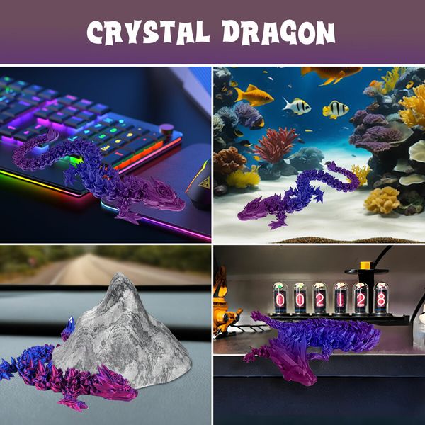 Dragon Egg 3D Printed Rose Easter Eggs Crystal Scale Model Full Articulated Figurine Gifts Fidget Toys for Childrens Birthday Christmas