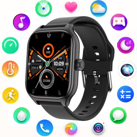 Smart Watch for Men with LED Flashlight, 2.01-inch HD Large Screen with Bluetooth Calling 100+ Sports Modes Fitness Activity Tracker