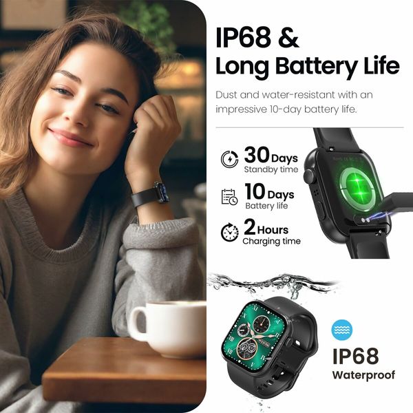 Smartwatch 1.85" AMOLED Ultra-Clear Screen Dynamic Watch Faces Bluetooth Call,100+ Sports Modes Fitness Activity Tracker