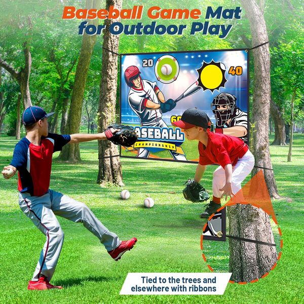 Baseball Games,Toss Target Party Game Kids Outdoor Toys For Age 3+ Baseball Game Mat For Activities Outside Backyard Indoor