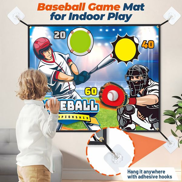 Baseball Games,Toss Target Party Game Kids Outdoor Toys For Age 3+ Baseball Game Mat For Activities Outside Backyard Indoor